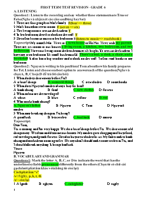 First term test revision - grade 6